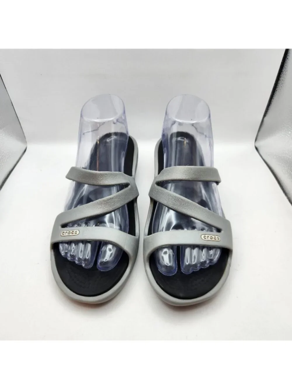 Crocs Patricia Gray Grey Womens Strappy Sandals Slide Comfort Size 9 USED Casual